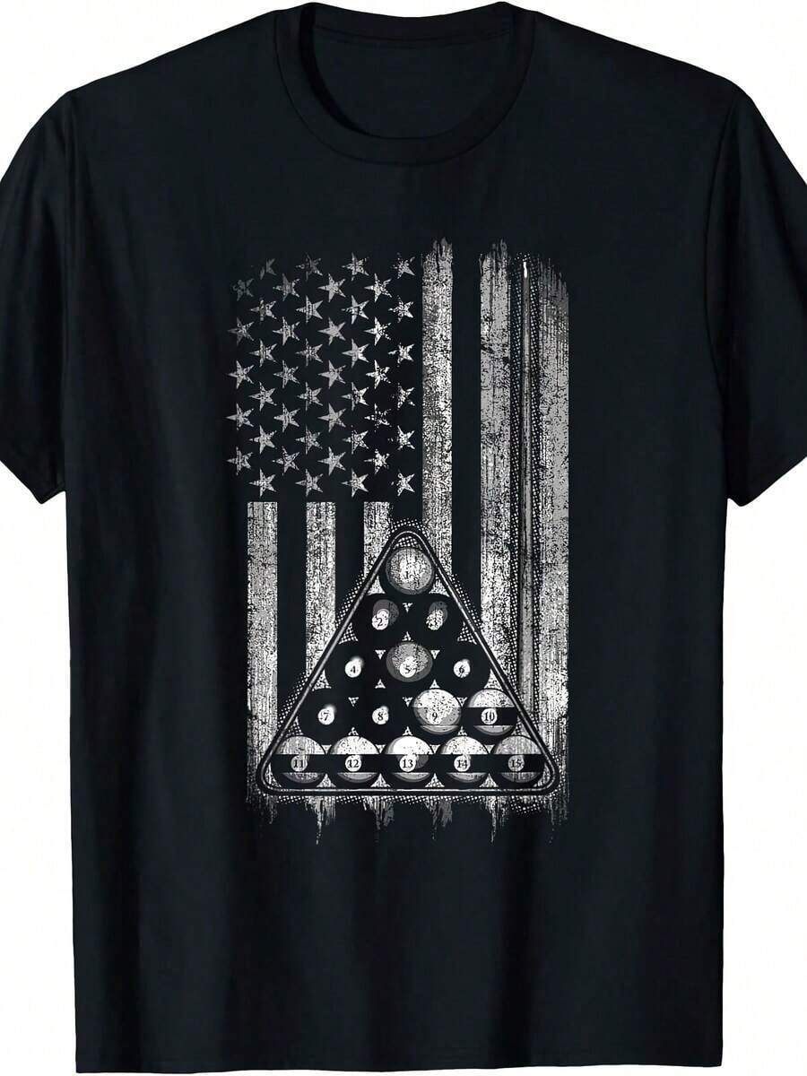 Billiards Player T-Shirt With Flag - 紅色 - 查看 1