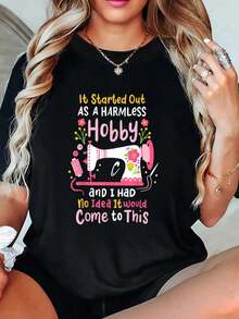 playeras de algodón mujer, Costura Acolchado Camisetas de colcha Camisetas conjuntos de mujer tops - Negro - Ver 6