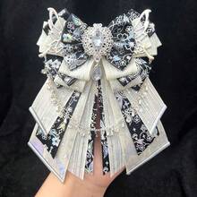 1枚新款可爱时尚装饰胸针，带蝴蝶结，9种颜色可选，银链蝴蝶翅膀手工DIY成品，适合宅男、偶像粉丝、角色扮演、洛丽塔、动漫、卡通、游戏配件 - A - 查看 8