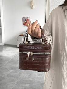 New Retro Niche Minimalist Casual Chic Small Square Shoulder Crossbody Bag - Coffee - View 2