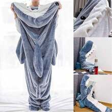 Sleeping bag(Shark) 成人鲨鱼连帽毯一件装，鲨鱼服装，可穿戴鲨鱼毯，舒适鲨鱼睡衣，超柔软法兰绒鲨鱼连帽毯，家庭鲨鱼连帽毯，可穿戴鲨鱼睡袋，女士礼物，男士礼物，个性化礼物 - 彩色 - 查看 14