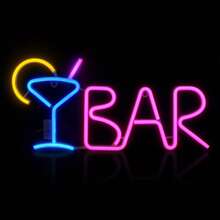 Letreiro de LED Neon para Bar de Coquetéis (1 unidade), Luminária Neon para Copos de Coquetel, Alimentação USB ou Bateria, Ideal para Decoração de Bar em Casa, Bar Comercial, Festas, Salas de Jogos, Clubes e Outras Ocasiões Especiais, Luminária Noturna Comercial, Perfeito para o Dia dos Namorados, Dia das Mães, Natal e outros feriados. - BAR - Ver 2