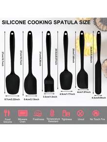 Juego de 6 piezas de herramientas de silicona resistentes al calor - Espátula y brocha de untar combinadas - Utensilios de cocina antiadherentes y fáciles de limpiar para cocinar, asar a la parrilla, decorar pasteles - Multicolor - Ver 4