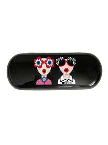 Estojo grande para óculos, elegante e moderno, com estampa de rainha. Bolsa para óculos, estojo estampado estiloso, material plástico, à prova d'água e resistente a manchas. Acessório de viagem, estojo para óculos com estilo ins, bolsa de mão, estojo para guardar óculos, estojo protetor para óculos de miopia. Pode armazenar óculos, cabos de dados, chaves, canetas. Ideal para viagens, camping, praia, turismo e como presente de Dia dos Namorados. - Multicolorido - Ver 13