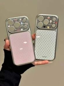 Ốp điện thoại thời trang chấm bi hồng tối giản dễ thương, tương thích với iPhone 17 Pro, 16 Pro Max, 15, 17, 14 PM, Minimalist 13, Phong cách Hàn Quốc 16, Ốp toàn màn hình mùa xuân - Hồng - Xem 4