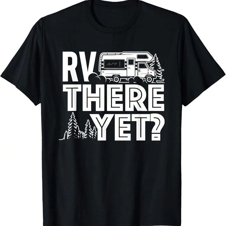 RV There Yet - Camiseta Happy Glamper Camping - Negro 1 - Ver 1