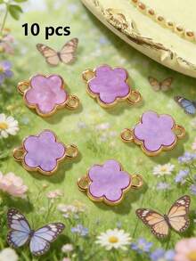 5/10/20/30/50/100/200/300/400/500pcs Multi-Color Elegant Quatrefoil Flower Double Hole Pendant, Suitable For DIY Necklace, Bracelet, Earring, Key Chain, Phone Charm, Couple Gift Jewelry Making - Five-petal Flower - View 22