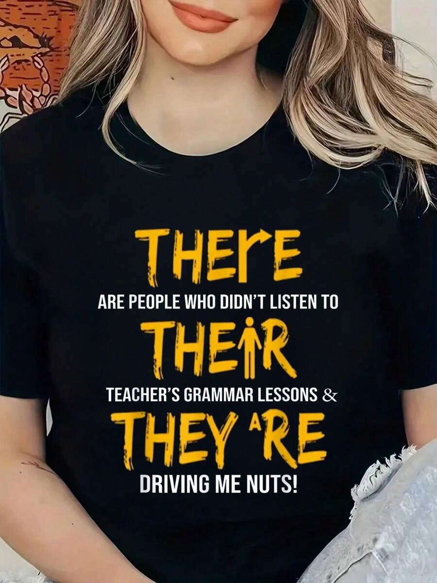 Camiseta Divertida para Maestros de Gramática Inglesa, Camisetas Gráficas para Mujeres - Negro - Ver 1