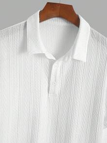 GOLDREDY Men's Casual Fashionable Soft & Comfortable Knit Fabric Solid Color Everyday Commute Essential Polo Shirt - White - View 5