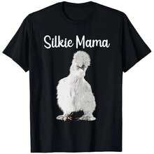 180GSM Pure Cotton Printed T-Shirt Silkie Mama Black With Chicken Graphic Silkie Mama Text Soft Breathable Durable With Poultry Lover Details Easy To Clean Perfect For Chicken Owners Farm Lovers And Casual Pet Themed Wear - Black - View 1