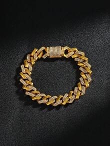 闪耀全钻链套装，银色奢华项链手链，配矩形吊坠 - 方塊吊墜三件組 - 查看 8