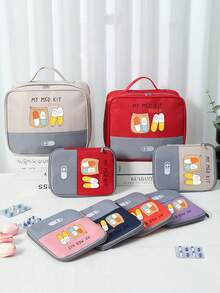 印有“我的急救箱”字样和药丸图案的便携式医疗包，便携式露营药袋，紧凑型急救包，旅行和家用便携式收纳包，小型药包，便捷药品包，应急包，多种颜色可选，适用于日常/户外/旅行，是注重健康和经常外出人士的必备之选，必备医疗配件，日常健康护理收纳包 - 彩色 - 查看 9