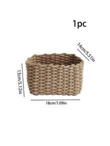 1pc Handmade Thick Rope White Woven Cosmetic Storage Box, Can Organize Makeup Brushes And Skincare Products, Suitable For Vacation, Beach, Bathroom, Bedroom, Large Capacity,Makeup Bag,Travel Essential - Multicolor - View 14