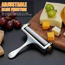 ¡RecomendadoSopito Cortador de queso de alambre de acero inoxidable con 3 cables adicionales de grosor ajustable, cortador de bloque de queso de mano para cheddar, gruyere, raclette, mozzarella¡Top de Temporada - Aire - Ver 7