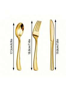 10/25/50/100/150pcs Gold Cutlery Set, Suitable For Outdoor Activities, Family Gatherings, Birthday, Wedding, Back To School Gifts - Gold - View 10