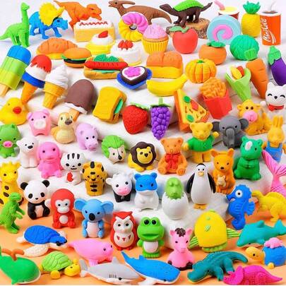 20pcs Creative Animal Shaped Erasers, Individually Packaged Detachable Erasers, Student Prizes