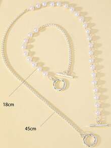 2pcs/Set Fashionable Elegant High-End Pearl Necklace And Bracelet Set, Suitable For Women's Daily And Party Wear - White - View 5