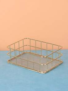 1pc Iron Square Large Capacity Cosmetic Storage Box, Jewelry Box, Makeup Brush & Perfume Organizer, Dresser Decor, Travel Essential Gift For Women - New Model, Practical and Beautiful - View 2