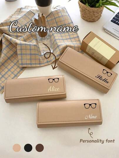 Estuche personalizado de cuero para gafas, estuche de gafas para mujer y hombre, estuche de gafas de concha dura de moda, estuche de protección de gafas, estuche de gafas simple personalizable, impermeable, resistente a golpes, con texto personalizado, estuche de cuero retro, caja de almacenamiento de gafas de moda, fácil de llevar al salir, adecuado para la escuela, el hogar y el trabajo, estudiantes, trabajadores y personas mayores pueden usarlo