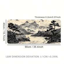 这款鼠标垫采用日式水墨画风格设计，运用黑白墨技法描绘山川河流和松树。这款大尺寸鼠标垫可用作桌面垫、学习垫或键盘垫，适合游戏、家庭和办公使用。办公桌 办公用品 办公配件 鼠标垫 书桌鼠标垫 桌面装饰 - 風景畫 - 查看 7