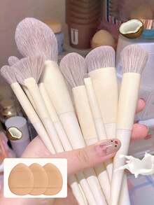 13pcs Acrylic Handle Mini Makeup Brush Set, Blush, Contour, Eyeshadow, Concealer Brushes, Soft And Easy Application, Travel Cosmetic Brush Kit, Nylon Bristles, All Skin Types, Alcohol-Free, Palm Brushes,Continuous Makeup Artifact, Exquisite And Practical Strong. Multifunctional Makeup Tools - Multicolor - View 6