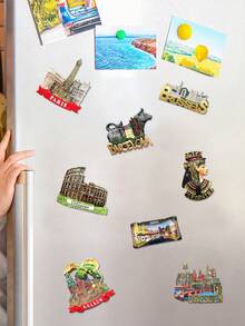 1pc Colorful Painted Magnetic Fridge Sticker, Souvenir Craft Magnetic Sticker For Travel Destinations, Scenic Spot Travel Fridge Magnet - View 8