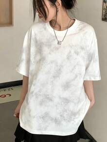 Made In Japan, Spring/Summer Cotton, Round Neck, Loose Fit, Versatile, Simple, English Print Short-Sleeve T-Shirt - White - View 2