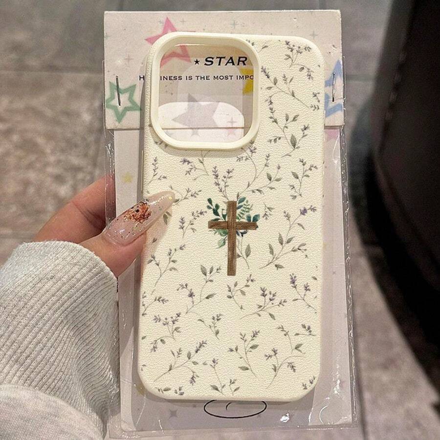 1 chiếc ốp lưng điện thoại bằng chất liệu TPU, họa tiết cành cây và thánh giá, tương thích với iPhone 17 Pro Max/17/16 Pro Max/15/13/12/11, S20 FE/A15/S24/A55, Note 11/Note 12/Note 13 Pro, ốp bảo vệ điện thoại mềm mại, chống rơi vỡ, bao phủ toàn diện. - trắng - Xem 1
