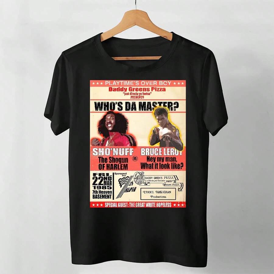 180GSM Pure Cotton Printed T-Shirt With Sho Nuff Bruce Leroy Black Best Shirt For Boys Best Selling Graphic Men Made With Knitted Craft Comfortable Durable Breathable Soft Easy To Clean Stain Resistant Iconic Individual Martial Arts Film Style Perfect For Fans And Casual Wear Soft And Lightweight Ideal For Fan Centered Casual Wear - màu đen - Xem 1