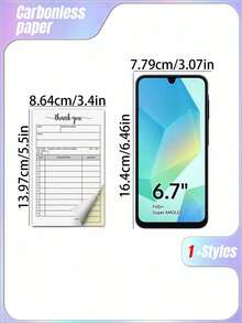 1pc Order Book & 2 Partial Carbonless Papers - Orders, Small Business Invoice Book - (50 Sheets Each, White/Yellow) - Multicolor - View 2