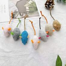 逼真喵叫老鼠猫玩具，非电动毛绒小老鼠，宠物自娱自乐玩具，缓解无聊，新款猫草老鼠玩具，幼犬，猫咪，宠物，狗狗礼物，快乐小狗 - 彩色 - 查看 10