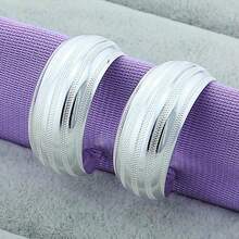 925纯银镀层圆形条纹耳环，女士婚礼订婚生日圣诞派对礼物，魅力饰品 - 銀色 - 查看 5