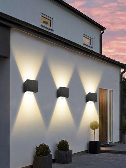 CANMEIJIA Luz decorativa cuadrada de pared LED para exteriores, accesorio de iluminación hacia arriba y hacia abajo para interiores, ángulo de haz ajustable, fácil instalación, adecuado para entrada, aleros, balcón exterior, escaleras, calle, interior, jardín, sala de estar, baño, cocina, dormitorio, pasillo. Seleccione la cantidad según el escenario de uso.