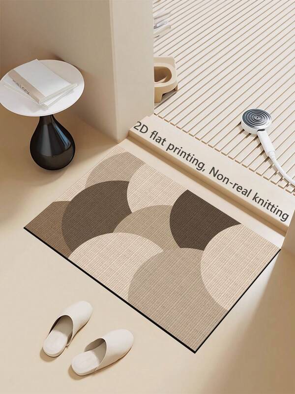 1 件装渐变圆形分层浴室地垫，简约百搭设计，橡胶防滑底，吸水防污，适用于浴室、厨房和玄关。