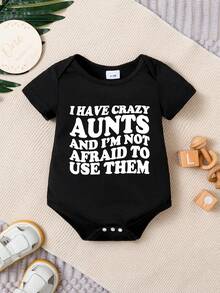 Infant Boys' Letter Print Casual Romper Jumpsuit - Black - View 1