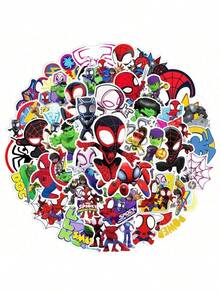 Marvel 50pcs, Interesting Spider Man Stickers, Cute Spider Man Stickers, Beautifully Decorated Small Stickers For Anime And Movie Peripherals, Suitable For Smartphones, Indoor Room Decoration, Laptops, Water Bottles, Notebooks, Bumpers, Skateboards, Phone Cases And Back To School Decoration, Parties. Decorative Stickers Are Suitable For Various Scenarios And Scratch Resistant (Some Styles Are Random) - Multicolor - View 6