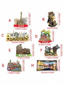 1pc Colorful Painted Magnetic Fridge Sticker, Souvenir Craft Magnetic Sticker For Travel Destinations, Scenic Spot Travel Fridge Magnet - View 10
