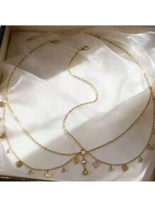 1 szt. wisior z frędzlami w stylu boho, z kryształkami i pustym sercem, odpowiedni na co dzień, na wesele, na imprezę, jako prezent na Eid dla kobiet z Bliskiego Wschodu, ozdoba na głowę, biżuteria na głowę - Złoto - Zobacz 2