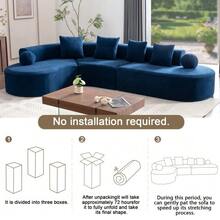 327cm Large, Thick, Fitted With A Sofa With A Knob And A Cloudy Couch, The Elegant Construction Is And One Of The Three-Tier Models, It Must Be Included, And It Cannot Be Left Behind. - Blue - View 5