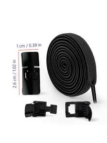 No-Tie Shoelaces With Buckle, White Polyester Material, Unisex Shoe Accessories Suitable For Sports Shoes, Casual Shoes, White Shoes, Basketball Shoes, Running Shoes Etc., Summer Shoe Accessories Gift - Black - View 5