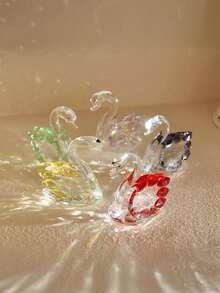 1/2/5/6PCS,Set Of 2 Crystal Swan Figurines Collectible Glass Animal Ornaments Pair Swans Home Living Room Bedroom Decor Sparkling Crystal Gift Ideal Swan Deco Figurine Crystal Figurines Swan Cake Toppe Glass Decor Back School Season Travel Season - Swan - View 4