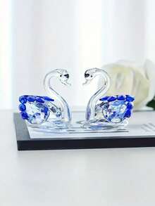 1/2/5/6PCS,Set Of 2 Crystal Swan Figurines Collectible Glass Animal Ornaments Pair Swans Home Living Room Bedroom Decor Sparkling Crystal Gift Ideal Swan Deco Figurine Crystal Figurines Swan Cake Toppe Glass Decor Back School Season Travel Season - Swan - View 5