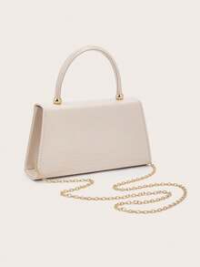 Bolso de mano de color sólido con textura de lichi, elegante bolso de mano de negocios adecuado para chicas de fiesta, estudiantes universitarias y novias.Combina con Vestidos de Fiesta, Ves - Albaricoque - Ver 6