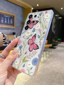 1个蝴蝶花朵图案安卓手机壳，摄像头开孔精准，兼容三星Galaxy S25 Ultra/Galaxy S24 Ultra/S24/S23 Ultra/A56 5G/A55 5G/A52s 5G/A26 5G，无品牌标识，Pixel保护壳 - 無色 - 查看 6