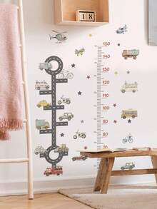 2件套汽车主题墙贴 - 汽车、消防车、各种车型，可移除尺子墙贴，适用于卧室、客厅 - 2pcs - 查看 2