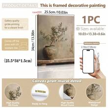 1 Stück gerahmte Leinwandkunst, Olivenbaum und Vintage Vase Leinwanddruck, moderne Wanddekoration, geeignet für Wohnzimmer, Schlafzimmer, Büro, Nahost-Heimdekoration, Raumdekoration Ästhetik, Retro-Bauernhaus-Stil dekorativer Poster, Frühlingsdekoration - Olivenbaum - Übersicht 28