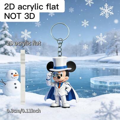 1 pieza Llavero plano en 2D de Disney Mickey Mouse, con diseño de Mickey con traje, llavero de moda adecuado para llaves de coche, mochilas y bolsos, llavero multifuncional, opción de regalo perfecta para el Día de San Valentín, el Día de la Mujer y el Ramadán