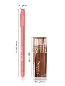 Pudaier 1 Lip Liner + 1 Lip Gloss Set, Long-Lasting Moisturizing, Smooth Application, Perfect Lip Lining, Suitable For All Skin Tones, Great Gift For Music Festivals, Parties, And Valentine's Day - 03+01 - View 3