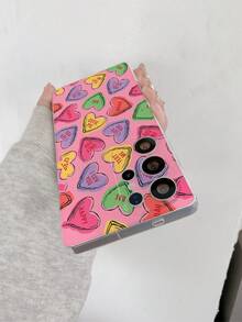 1pc Heart Pattern Transparent Minimalist Soft Phone Case Compatible With Samsung Galaxy S22/S23/S24 Ultra, M36/S25 Ultra, A56 5G/S22+, Original Handpainted Soft Protective Cover, Anti-Drop Design, Gift For Girlfriend - Multicolor - View 2