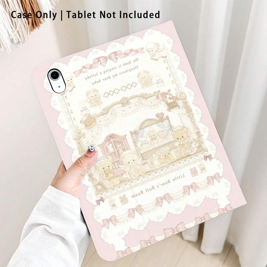 1个翻盖式平板电脑保护套，带笔槽，熊熊图案，兼容荣耀Pad 8/9/10、荣耀GT 11.5英寸/X7/X8A/X9/X8Pro/X9Pro/V9/V8 Pro、MatePad SE 11英寸/MatePad 11英寸/11.5英寸、MatePad Pro、苹果第十代/11 2025 (A16)、A9/A9+/A11/S11/S10 FE+，具备自动休眠/唤醒功能，适合作为返校季、情人节、节日礼物。 - 彩色 - 查看 1